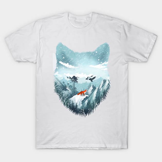 Red Fox in the Wild Winter T-Shirt by DANDINGEROZZ